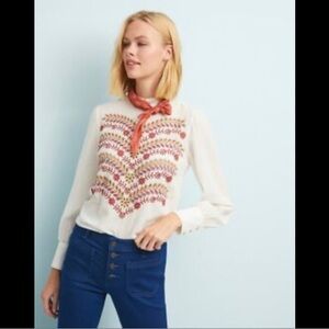 NWT Anthropologie Meadow Rue Daphne Embroidered Blouse